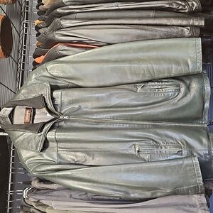 Mens‎ dark green leather jacket